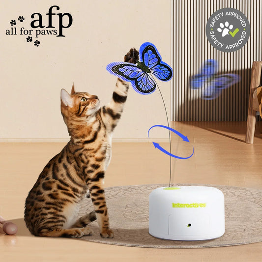 All For Paws 360-degree Rotating Replaceable Butterfly Cat Motion Activated Butterfly Interactive Electric Cat Pet Indoor Toys