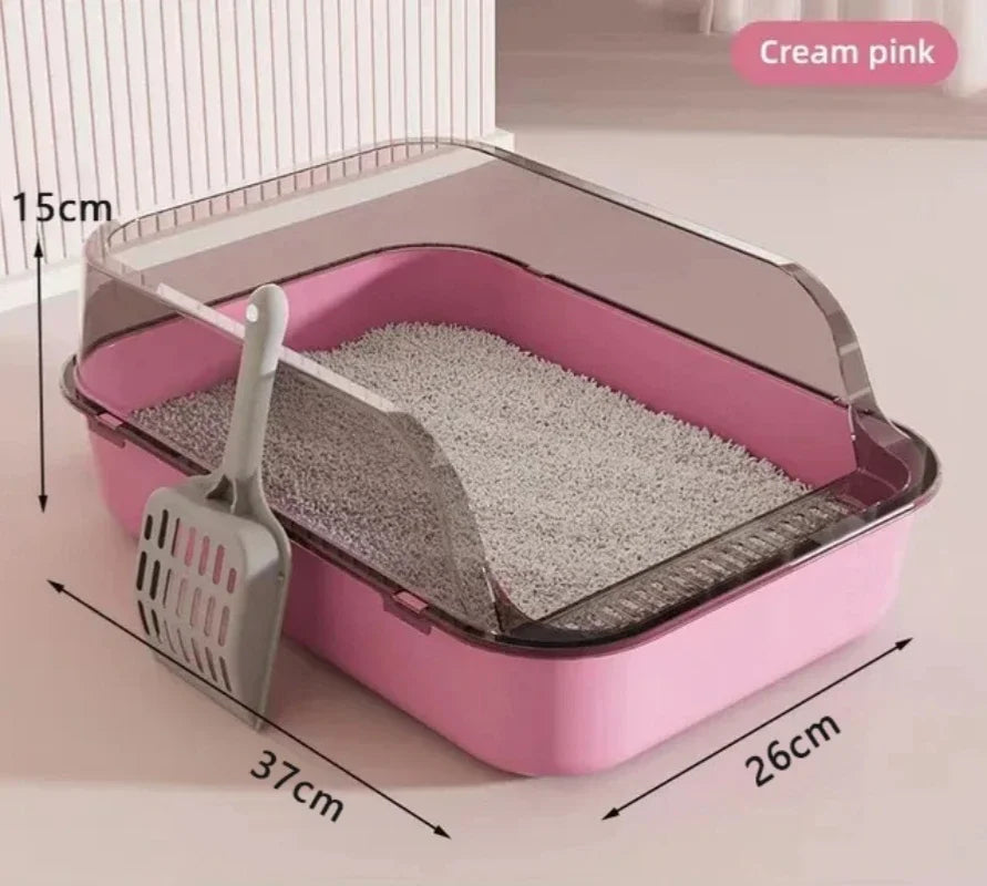 Semi-Enclosed Splashproof Cat Litter Box Tray