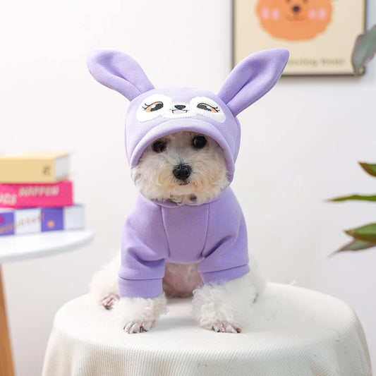 Purple Rabbit Three-dimensional Ears Pullover Sweater Pet Clothes Dog Cat Clothing Cute Cartoon Pullover