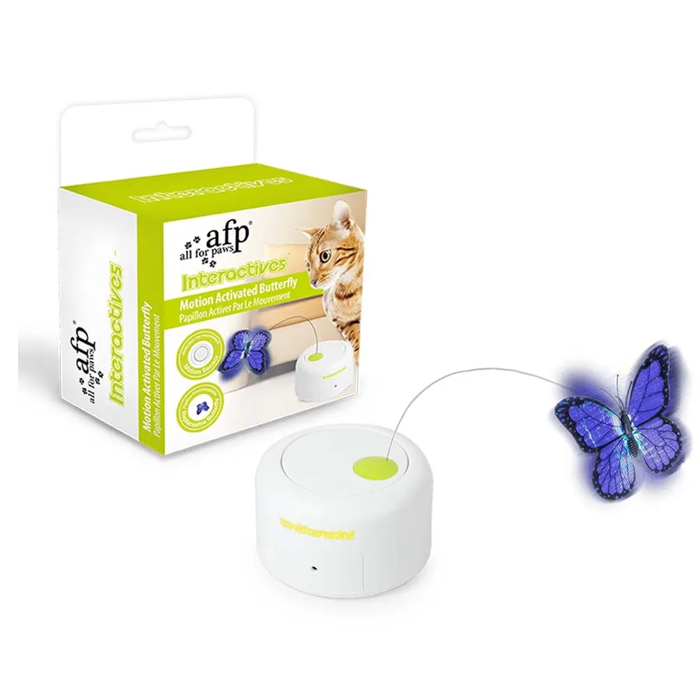 All For Paws 360-degree Rotating Replaceable Butterfly Cat Motion Activated Butterfly Interactive Electric Cat Pet Indoor Toys