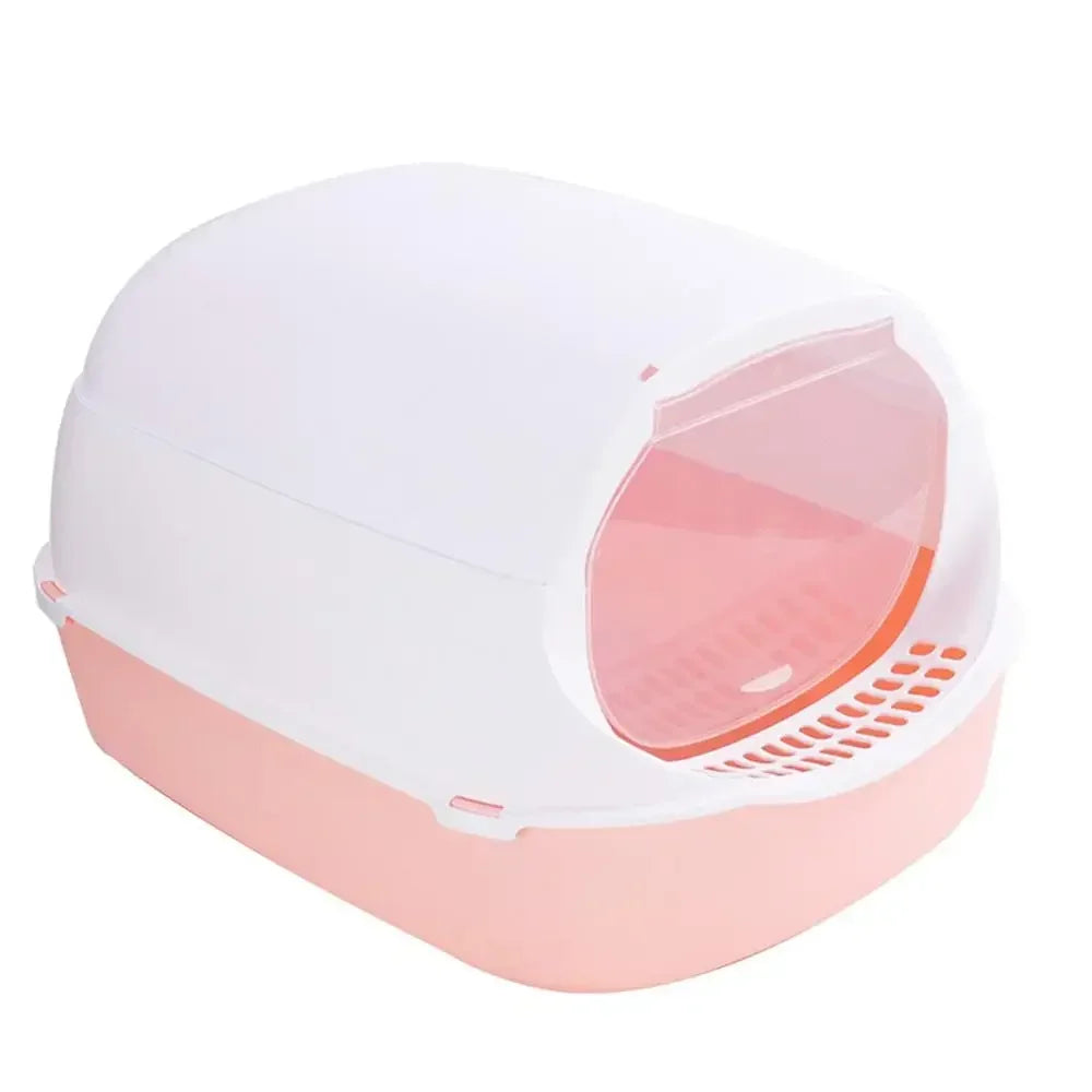Semi-Enclosed Splashproof Cat Litter Box Tray