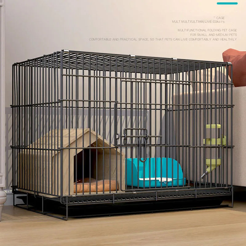 Foldable Rabbit & Guinea Pig Cage with Anti-Chew Mat
