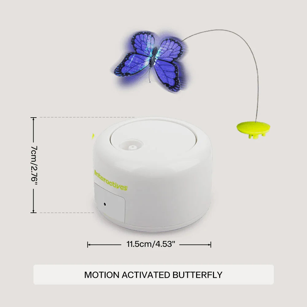 All For Paws 360-degree Rotating Replaceable Butterfly Cat Motion Activated Butterfly Interactive Electric Cat Pet Indoor Toys
