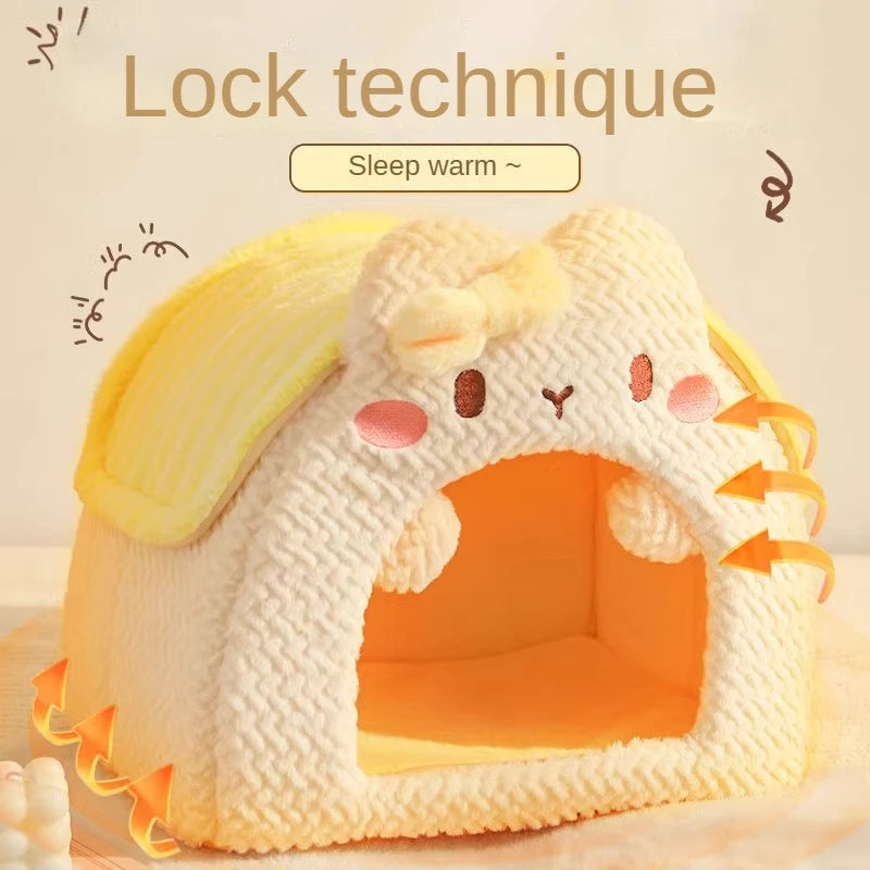 Warm Enclosed Cat Sleeping Bag Winter Cat Safe Nest Cat House Winter Cat Bed