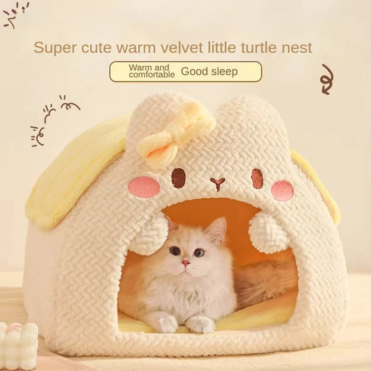 Warm Enclosed Cat Sleeping Bag Winter Cat Safe Nest Cat House Winter Cat Bed