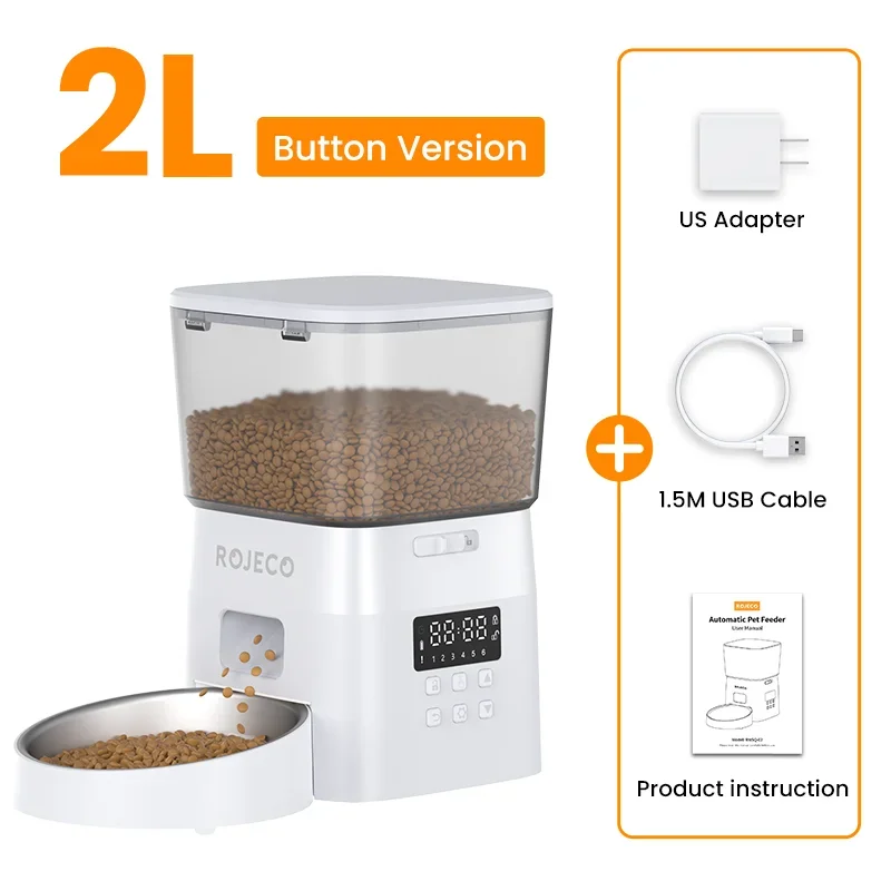 ROJECO Automatic Pet Feeder – Button Version