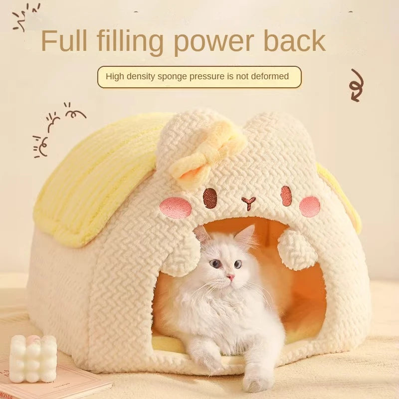 Warm Enclosed Cat Sleeping Bag Winter Cat Safe Nest Cat House Winter Cat Bed