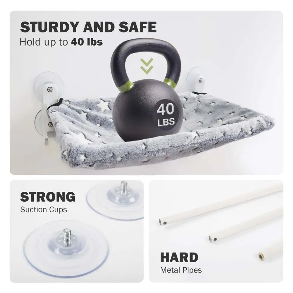 Foldable Cat Window Perch Glow In The Dark Cat Hammock Cordless Cat Bed With Suction Cups Sunbathing Resting Seat For Indoor