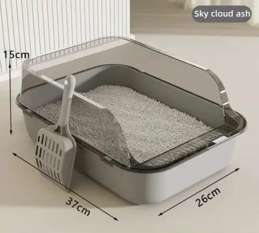 Semi-Enclosed Splashproof Cat Litter Box Tray