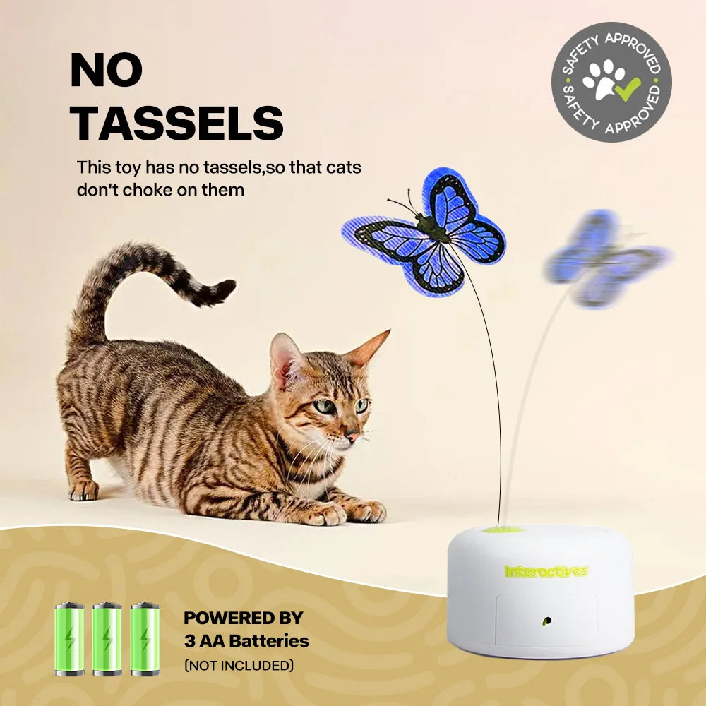 All For Paws 360-degree Rotating Replaceable Butterfly Cat Motion Activated Butterfly Interactive Electric Cat Pet Indoor Toys