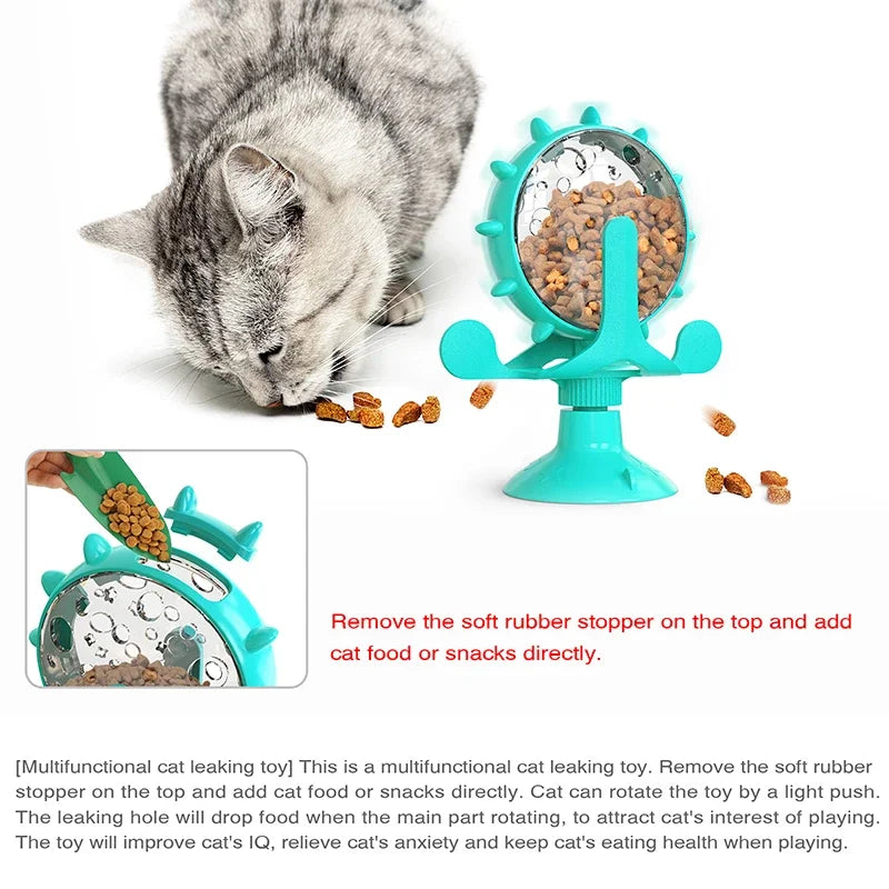 Slow Feeder Dog Cat Toy, Interactive Treat Dispenser with Rotatable Wheel for Puppy Kitten- IQ Training Mental Enrichment Puzzle