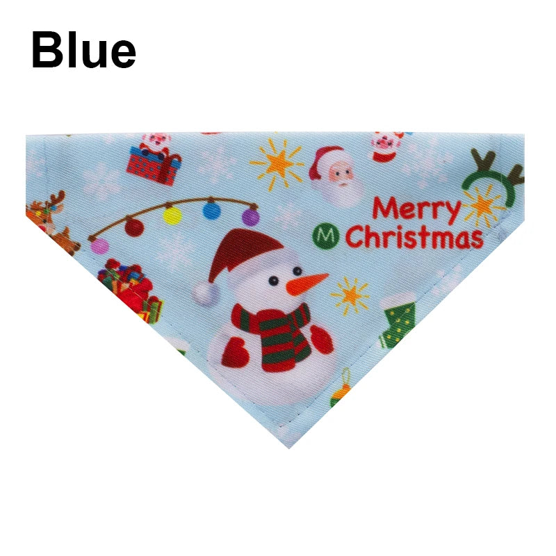 Christmas Pet Bandanas Collar for Dogs Cats cotton Triangular Bibs Scarf Collar with Santa Claus Pattern for small dog scarves