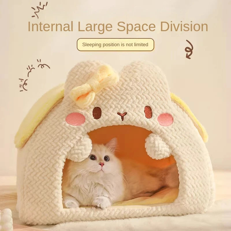 Warm Enclosed Cat Sleeping Bag Winter Cat Safe Nest Cat House Winter Cat Bed