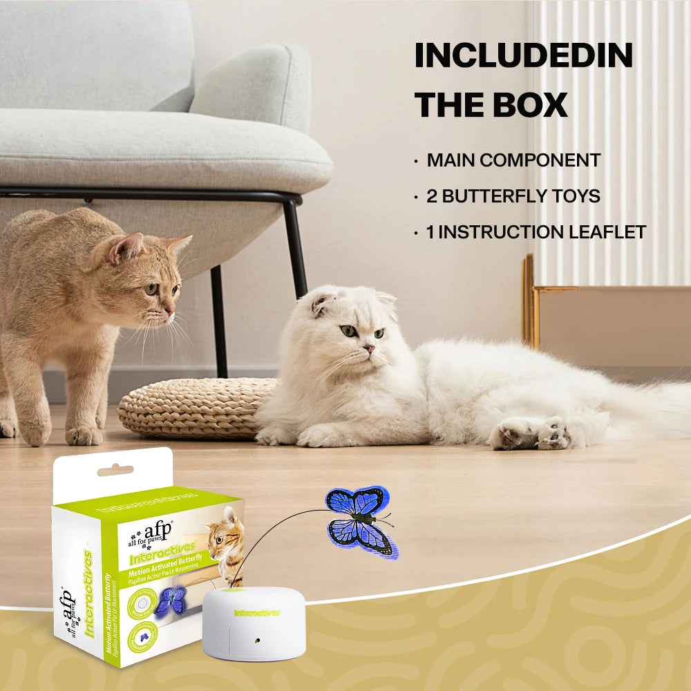 All For Paws 360-degree Rotating Replaceable Butterfly Cat Motion Activated Butterfly Interactive Electric Cat Pet Indoor Toys