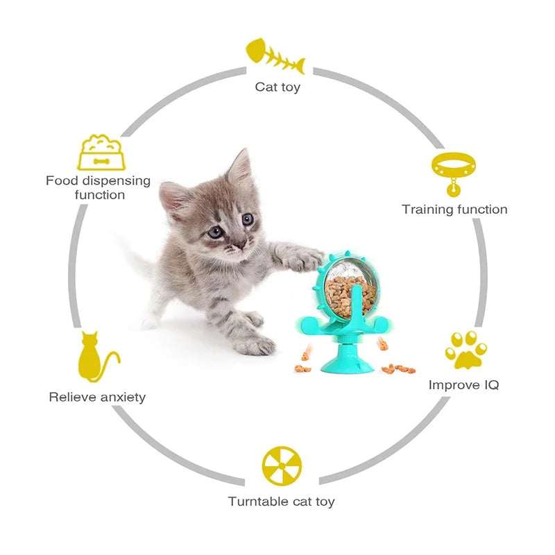 Slow Feeder Dog Cat Toy, Interactive Treat Dispenser with Rotatable Wheel for Puppy Kitten- IQ Training Mental Enrichment Puzzle
