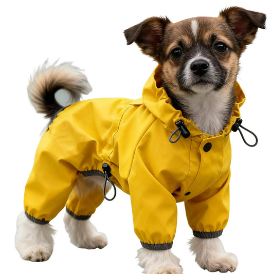 Waterproof Dog Raincoat High-Visibility Yellow Adjustable Jacket Lightweight Protection For Pets Rainy Snowy Day Walks & Outdoor