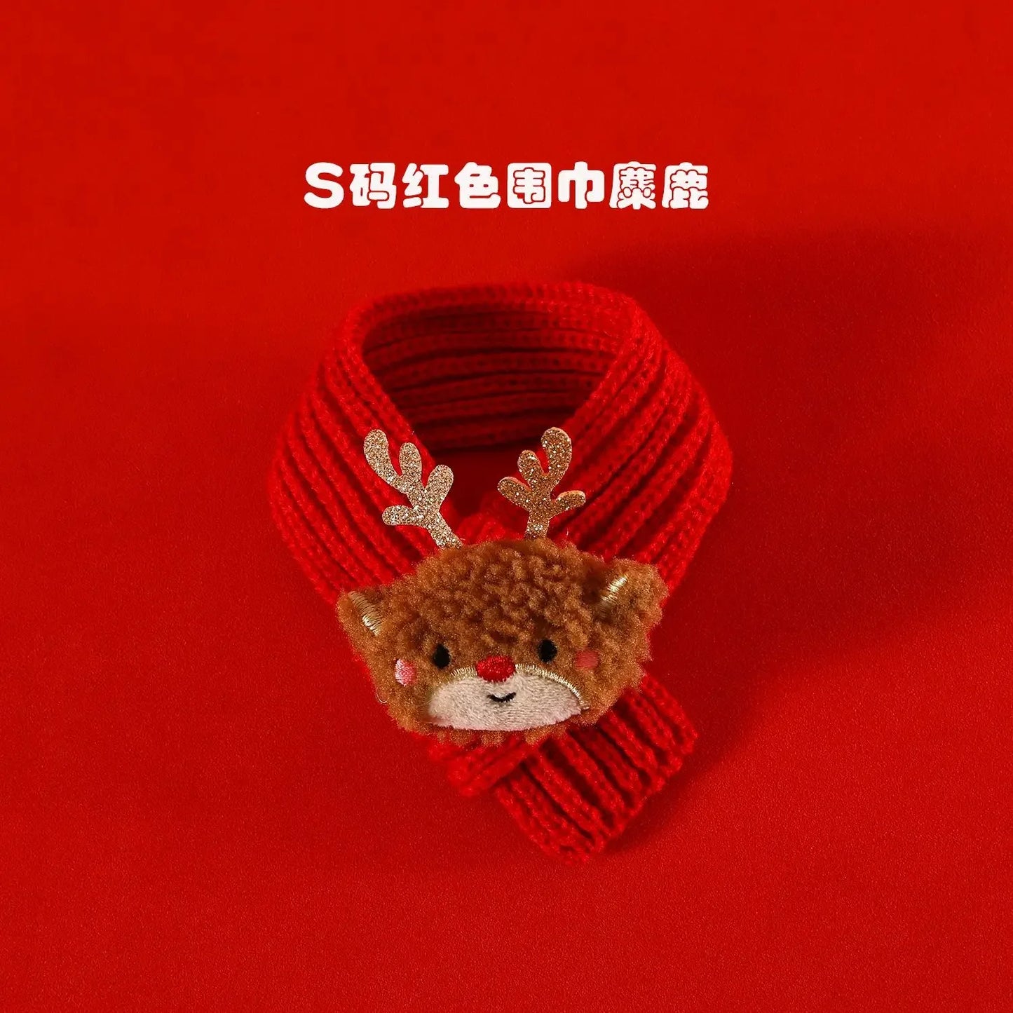 Elk Pet Dog Knitted Christmas Scarf Cat Hat Dog Yarn Cartoon Elk Snowman Warm Plush Hat Set Dog Accessories for Small Dogs