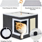 Cat Bed for Indoor Cats, Large Covered Cat House with Scratch Pad, Foldable Cat Cave Bed & Hideaway Cube with Reversible Cushion
