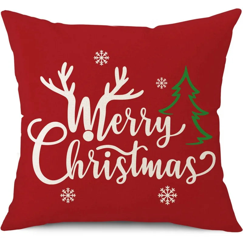 45cm Merry Christmas Cushion Cover Pillowcase 2024 Christmas Decorations for Home Ornament Happy New Year Christmas Decor 2025