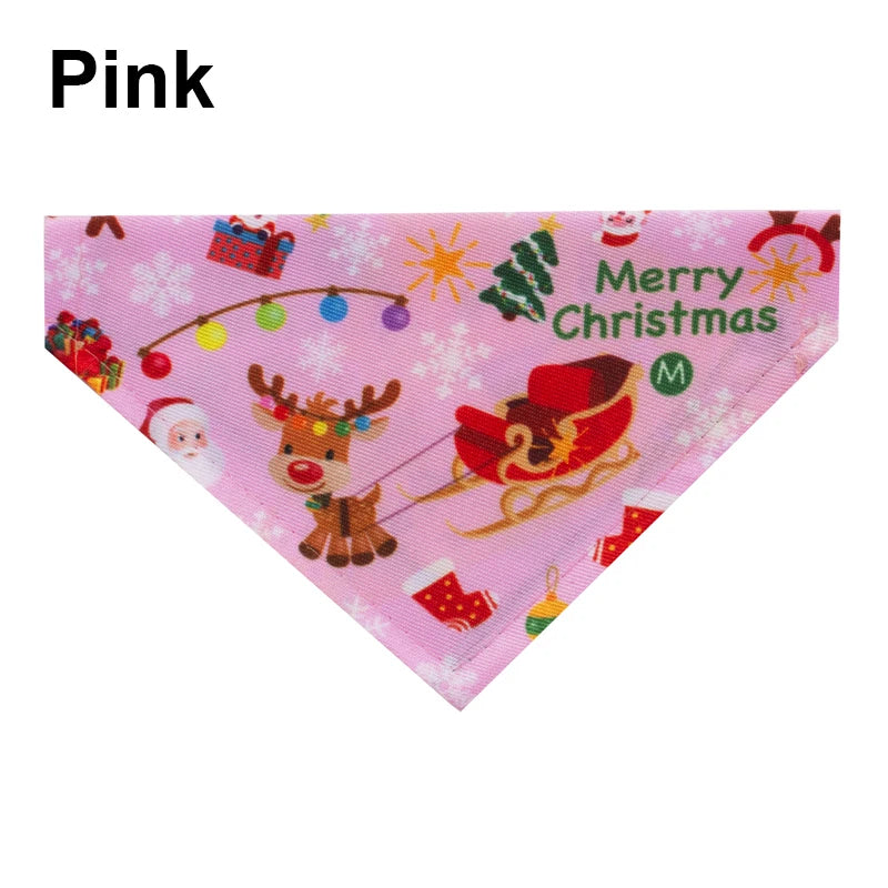 Christmas Pet Bandanas Collar for Dogs Cats cotton Triangular Bibs Scarf Collar with Santa Claus Pattern for small dog scarves