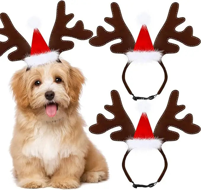 Christmas Decoration Pet Headwear Party Dress Up Antlers Hair Hoops Pet Supplies Christmas Hat Headbands Dog Elk Hair Hoops