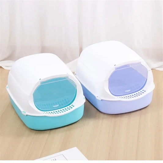 Semi-Enclosed Splashproof Cat Litter Box Tray
