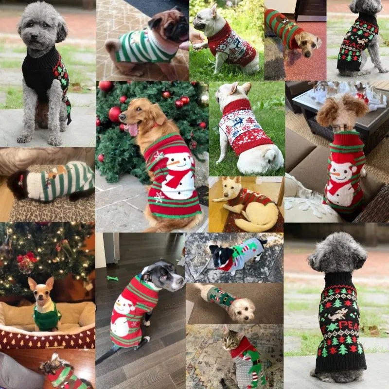 Christmas Warm Clothes for Dogs Small Medium Large Dog Winter Sweater Pet Clothing Knitted Coat Cartoon Striped Big Dog Clothes