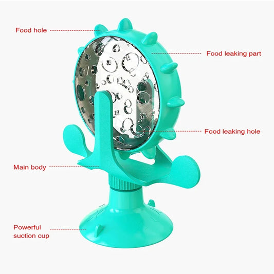 Slow Feeder Dog Cat Toy, Interactive Treat Dispenser with Rotatable Wheel for Puppy Kitten- IQ Training Mental Enrichment Puzzle