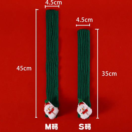 Elk Pet Dog Knitted Christmas Scarf Cat Hat Dog Yarn Cartoon Elk Snowman Warm Plush Hat Set Dog Accessories for Small Dogs