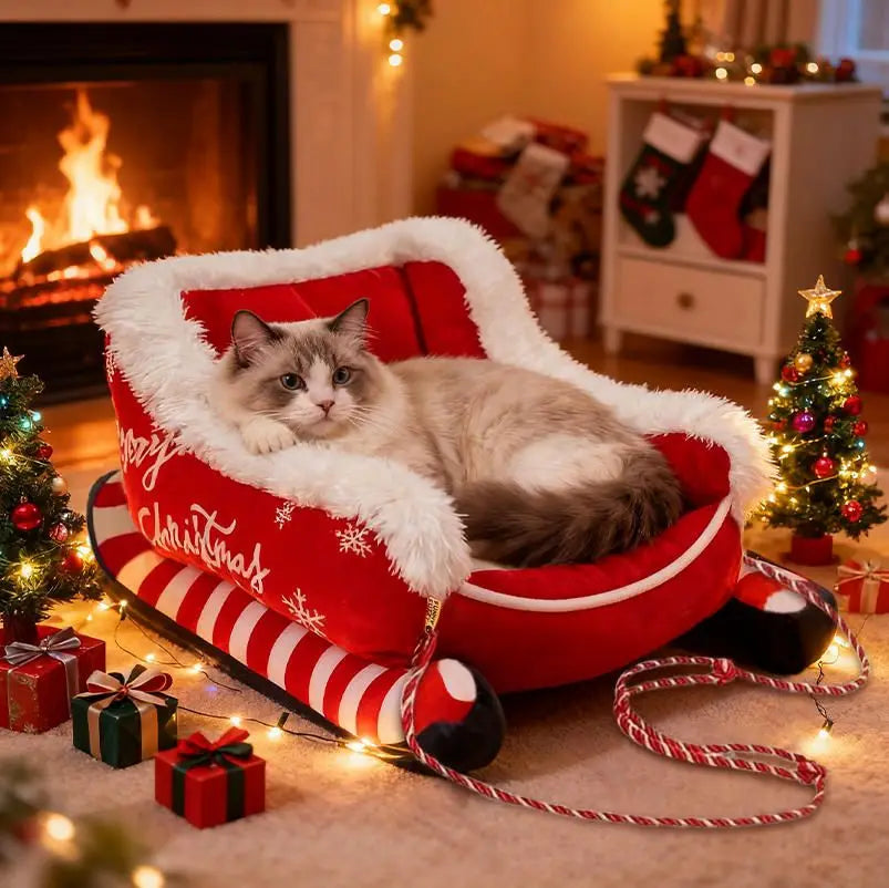 Christmas Cat House Winter Warm Pet Nest Washable Detachable Dog Cat Warm Sleeper Nest Suitable Christmas Day Style Pet Supplies
