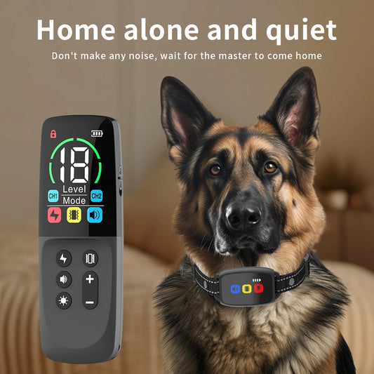 1000M Dog Training Collar Remote Control Rechargeable Electric Dog Anti Barking Collar LCD Color Screen Display Stop Bark Collar