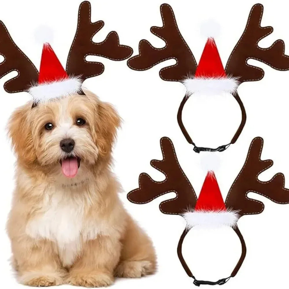 Christmas Decoration Pet Headwear Party Dress Up Antlers Hair Hoops Pet Supplies Christmas Hat Headbands Dog Elk Hair Hoops